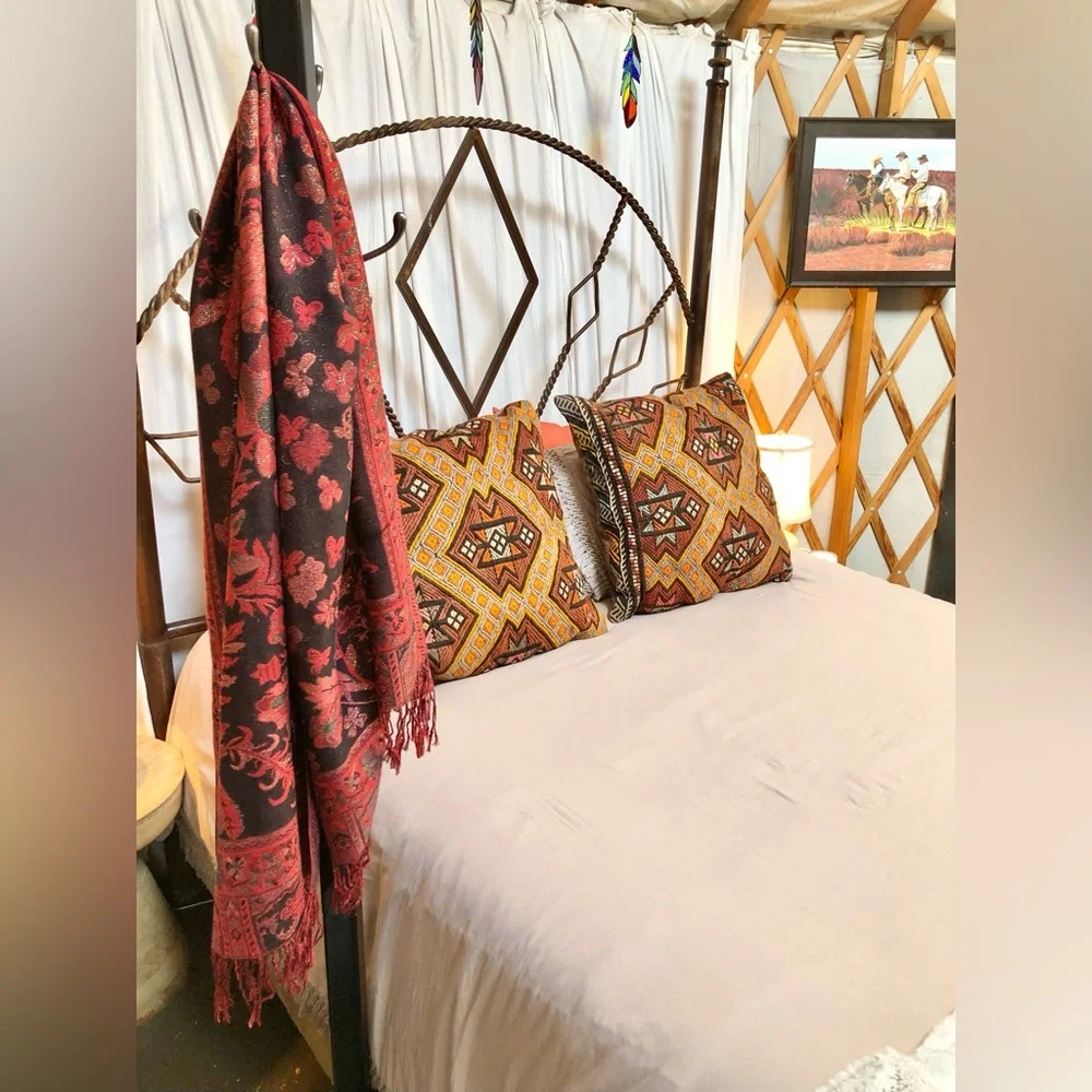 Susan Graver Floral Gold Accented Scarf Shawl